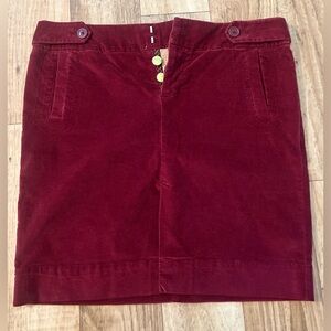 American Eagle Red Velour Pencil Mini Skirt Size 4 Pockets Buttons Fall